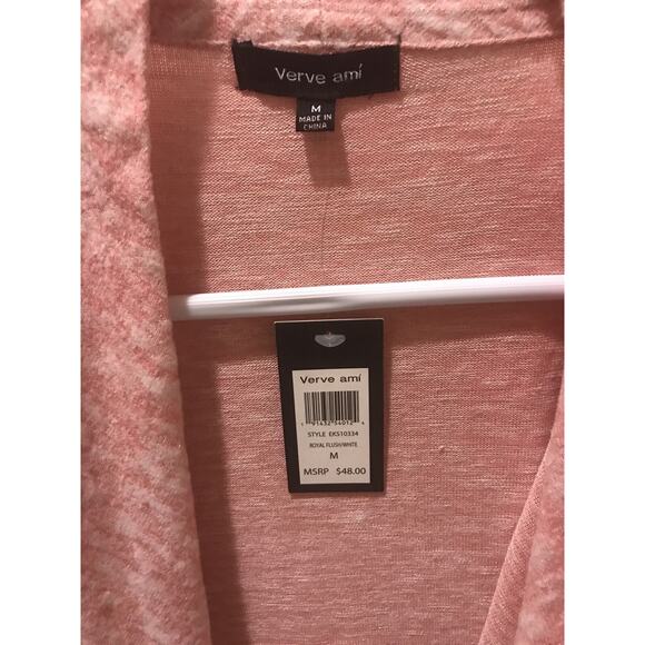 Verve Ami Womens Medium Rose Pink Soft Sweater Open Front NWT - Picture 4 of 5